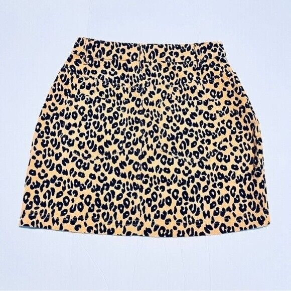 Le Lis Leopard Print Corduroy Mini Skirt Size Small Tan Statement Classic NEW - Picture 5 of 15